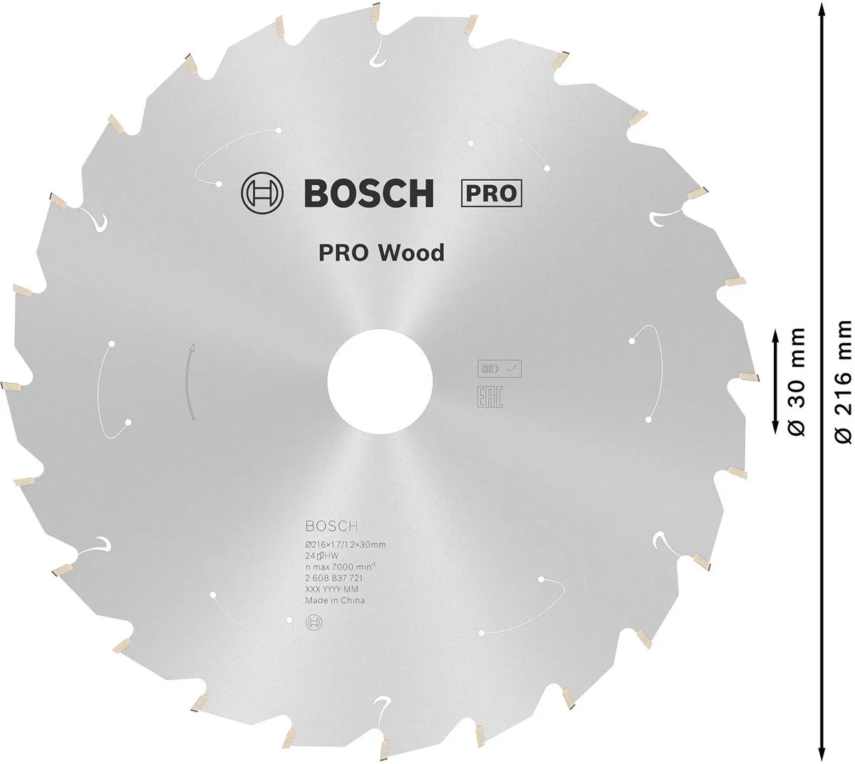Bosch Professional PRO Wood Zaagblad 216mm - 24 Tanden