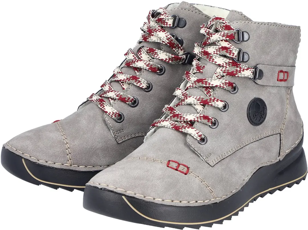 Rieker dames veterlaars enkellaars warme voering 51544-64 grijs