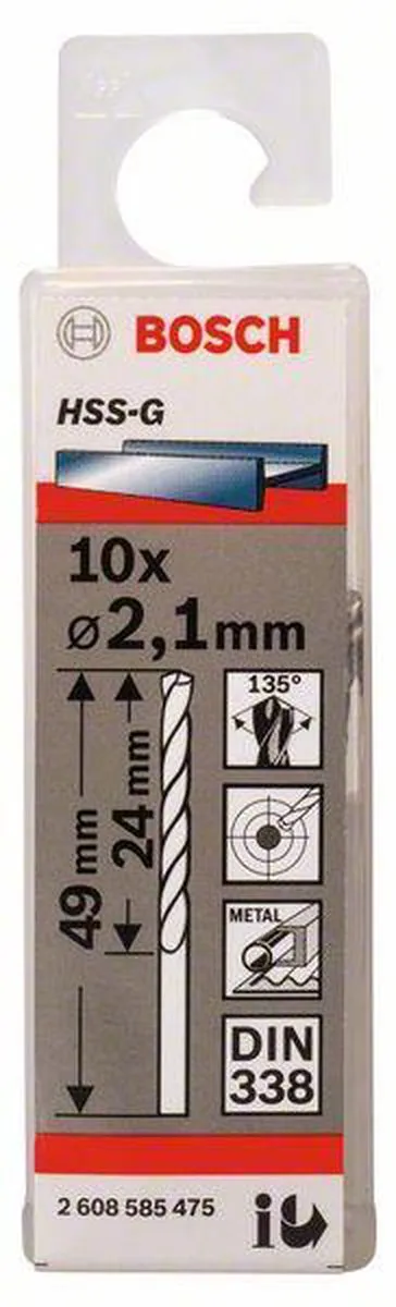 Bosch Professional ST. LINE 2.1mm HSS-G Boortjes - 10 Stuks