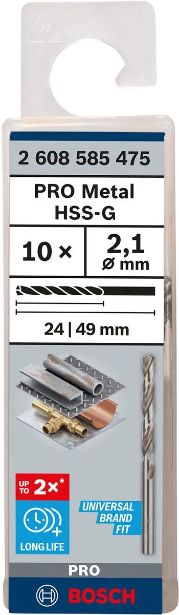 Bosch Professional ST. LINE 2.1mm HSS-G Boortjes - 10 Stuks