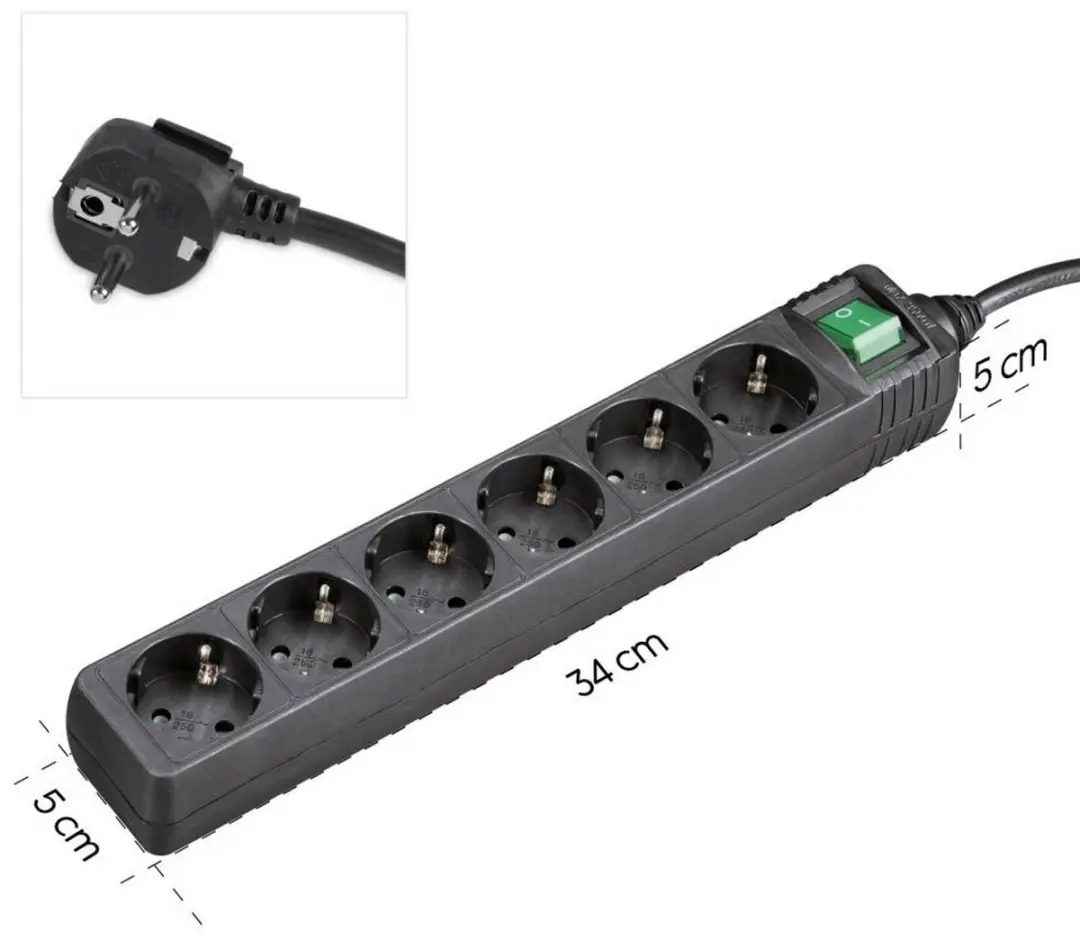 Hama Stekkerdoos 6-voudig - 3m - Zwart