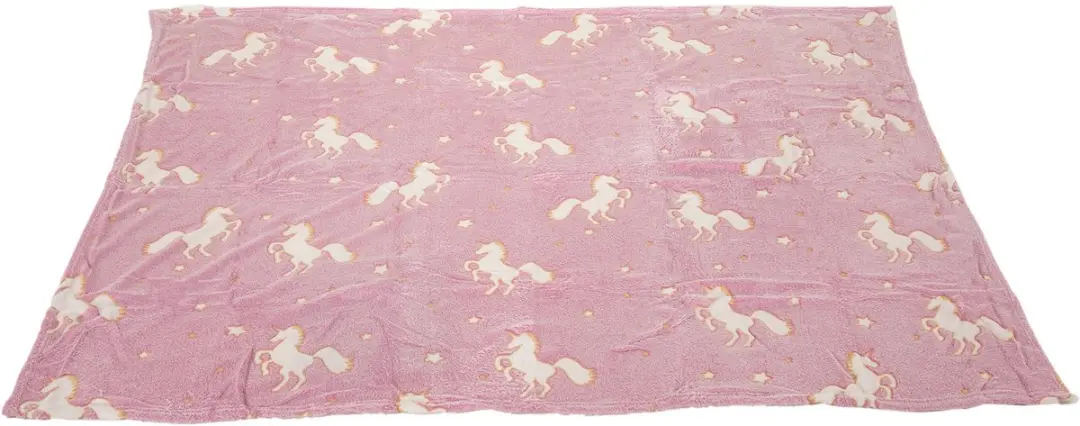 Toi-Toys Glow in the Dark Deken Eenhoorn 130x150cm - Roze