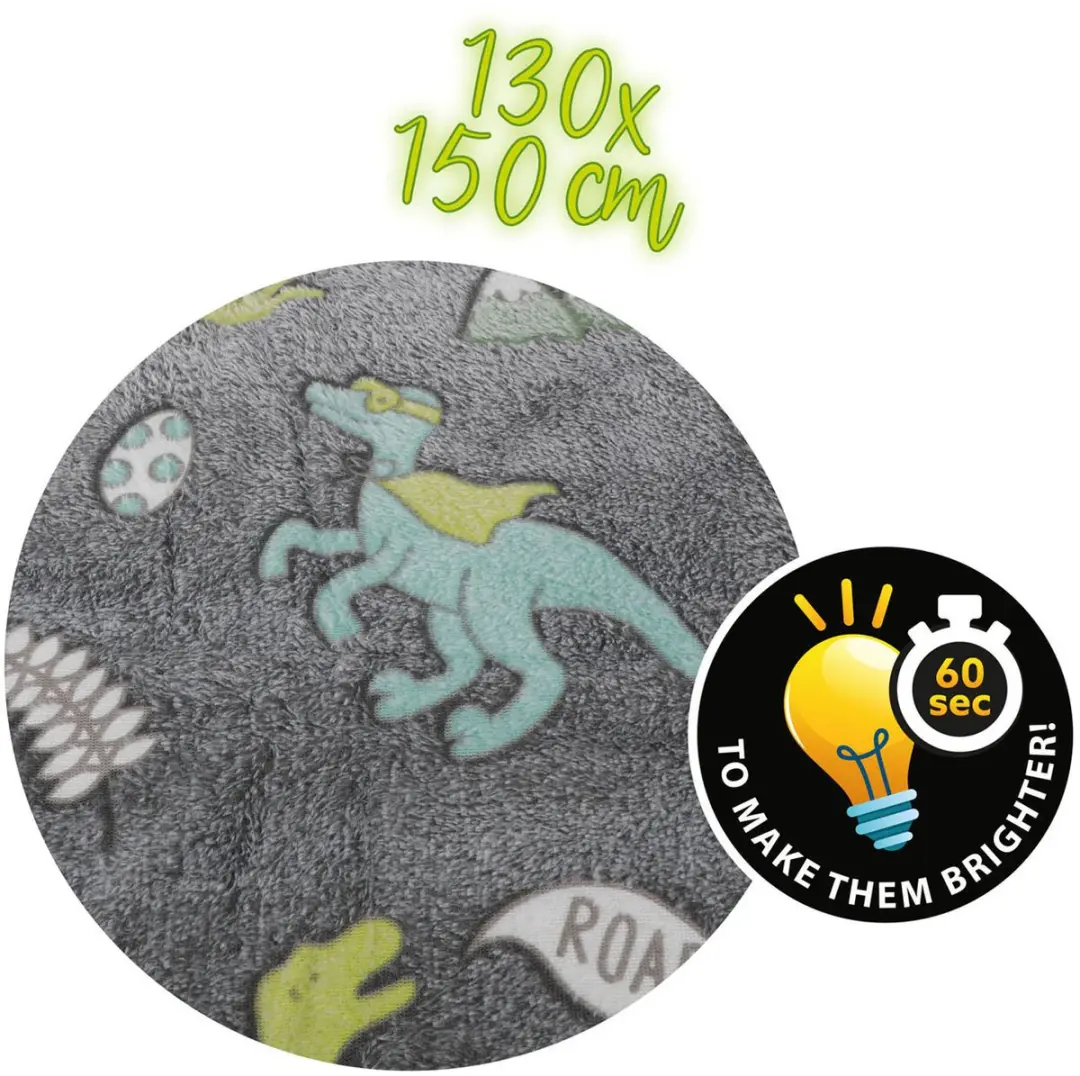 Toi-Toys Glow in the Dark Deken Dino 130x150cm - Multicolor