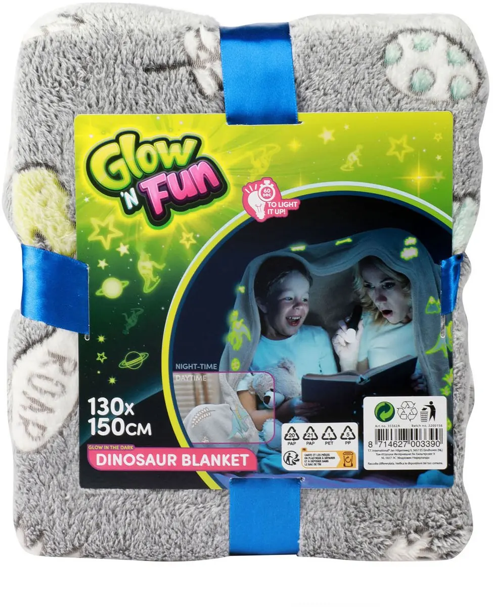 Toi-Toys Glow in the Dark Deken Dino 130x150cm