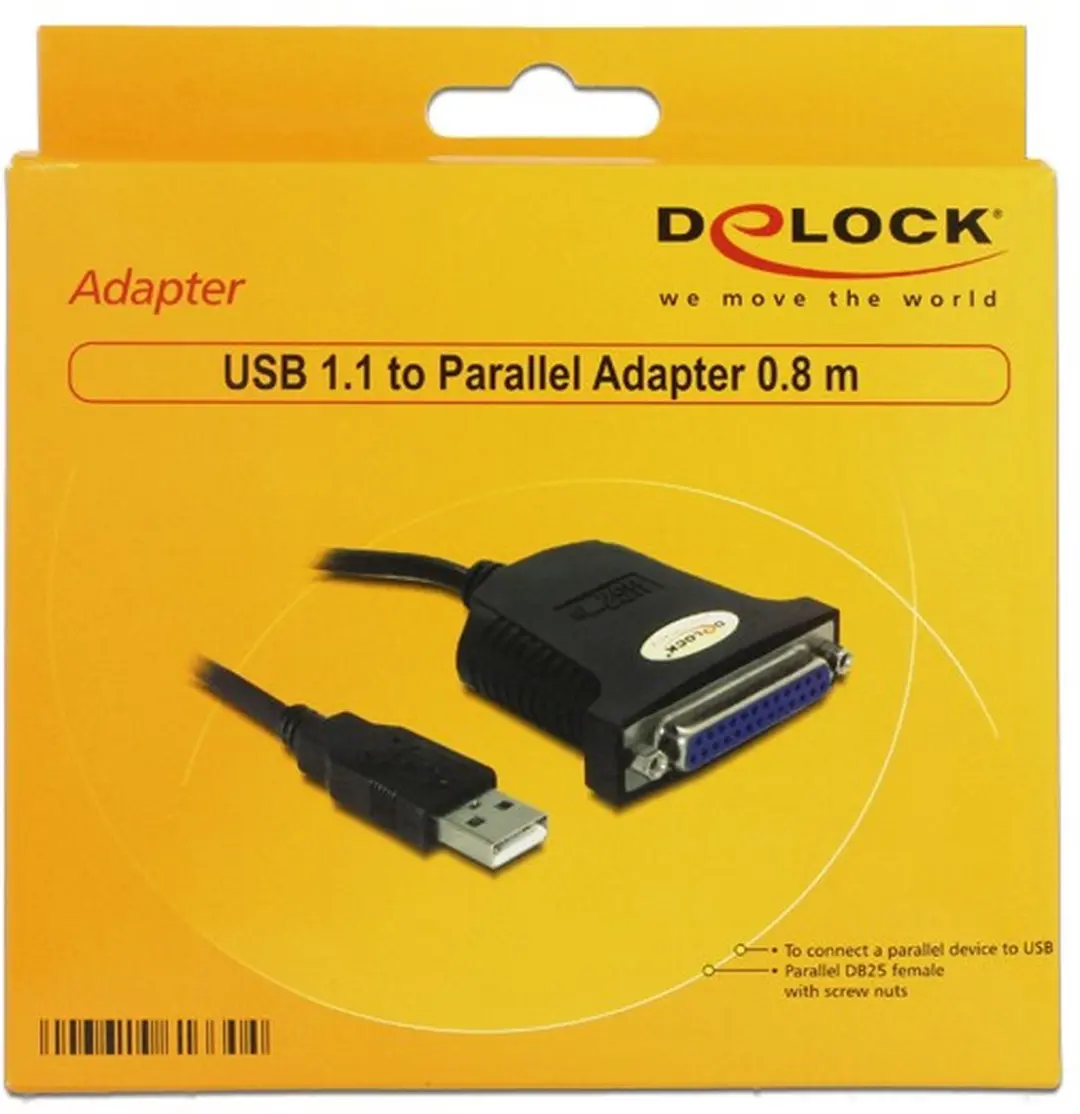 Delock USB 1.1 naar Parallel Kabel 1m - Zwart