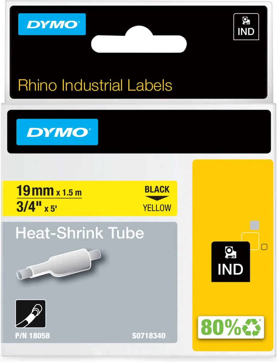 DYMO Rhino S0718340 Heat-Shrink Labels 19mm x 1,5m