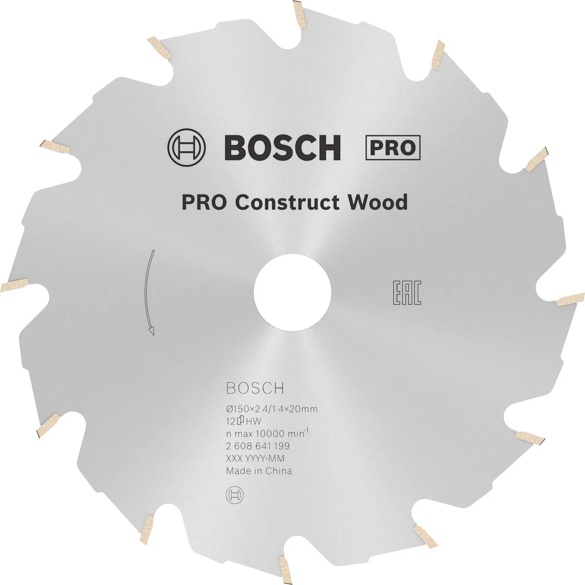 Bosch Professional Cirkelzaagblad Construct Wood 150x20/16x2,4 12T - Hout - 1 Stuks