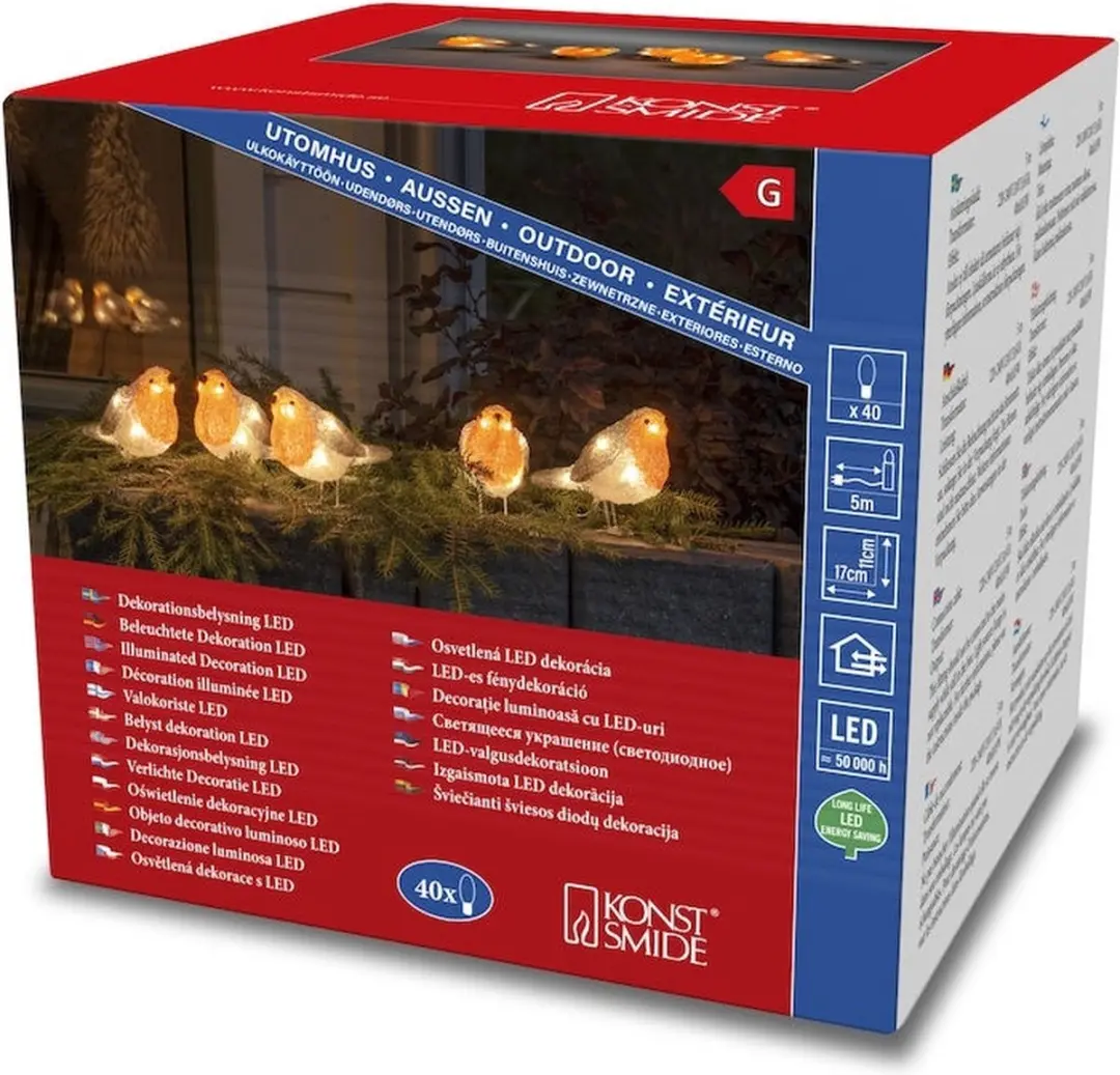 Konstsmide Roodborst 3D Kerstfiguur - 40 LED Warm Wit - 11cm - IP44