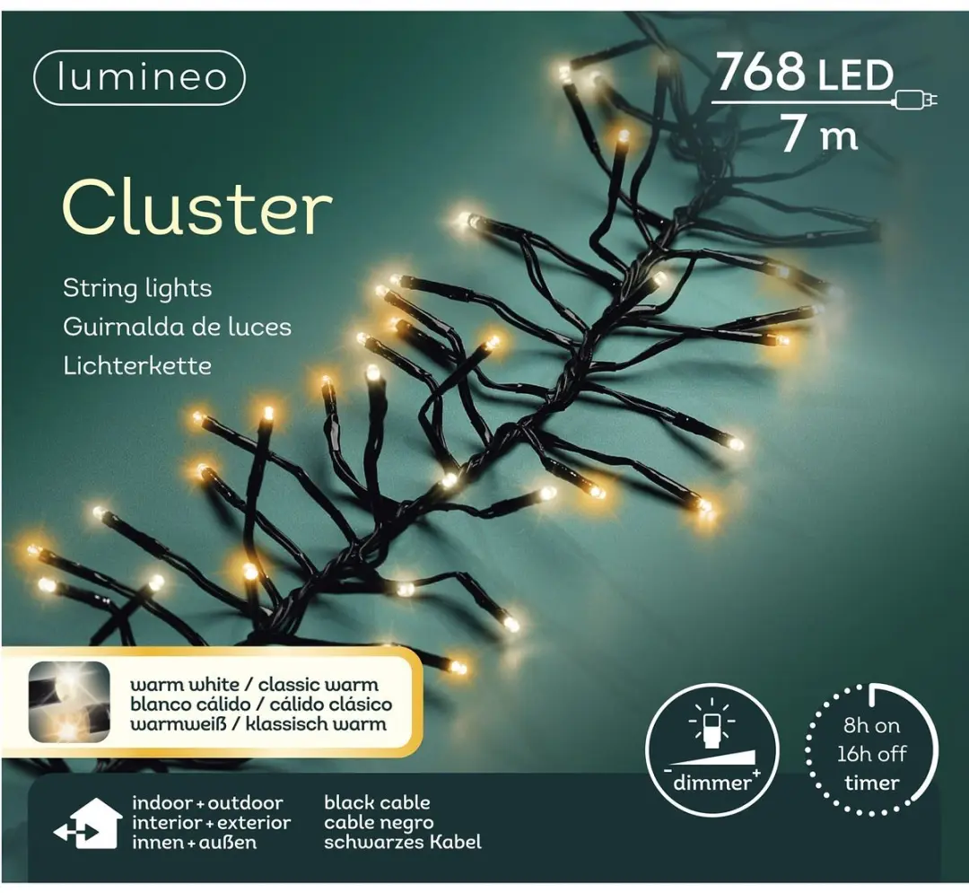 Lumineo L600 LED Kerstverlichting - Warm wit - Zwart/wit