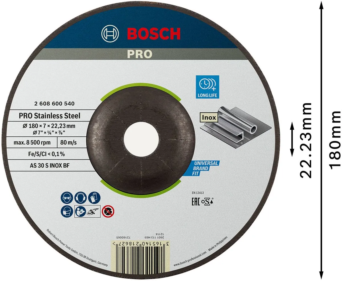 Bosch Professional ABS INOX 180X6 - 22.23mm - 1 Stuk