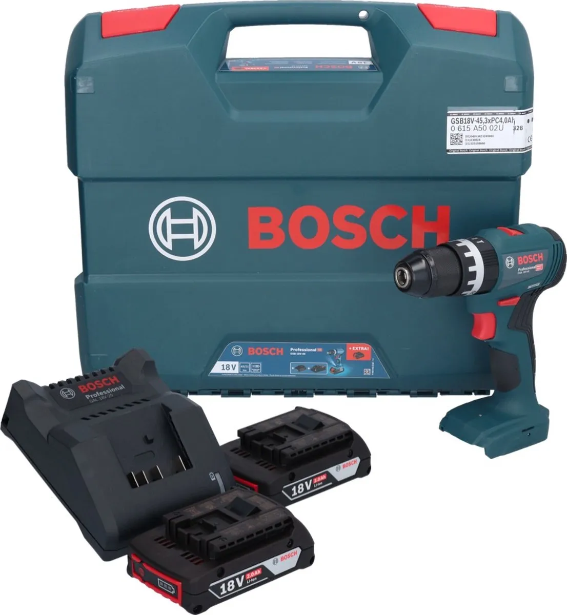 Bosch Professional GSB 18V-45 Accu Klopboormachine 18V - 2x 2.0Ah - 06019K3302