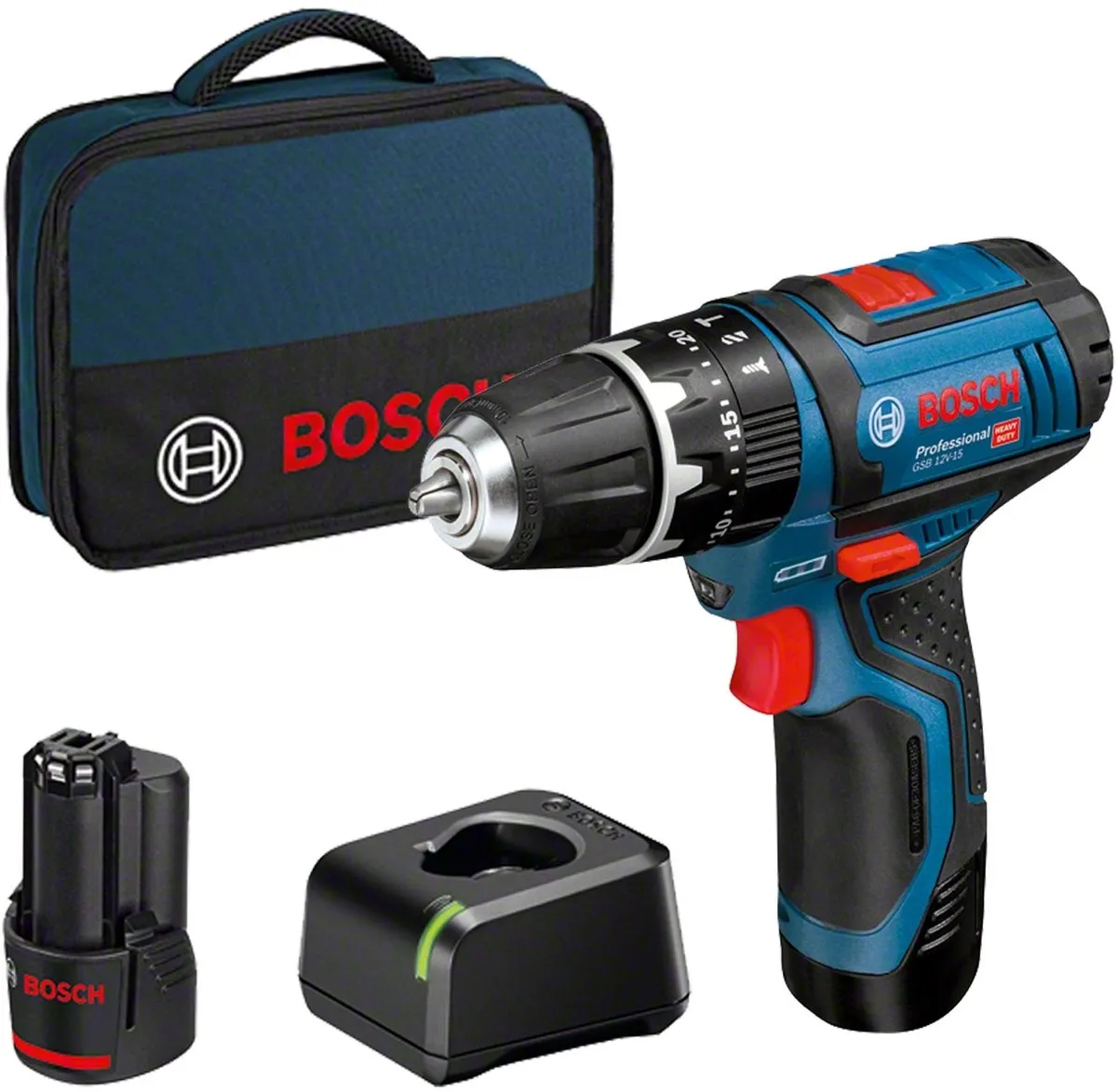 Bosch Professional GSB 12V-15 Accu Schroefklopboormachine - 2x Accu 2000mAh