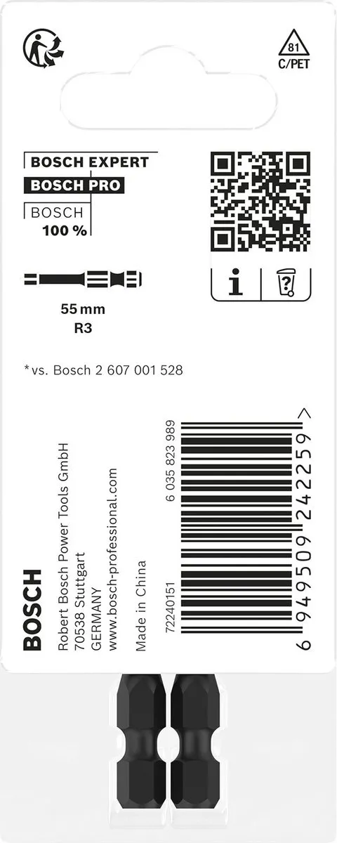 Bosch Professional Robertson Slagbit R3 55mm - 2-delig