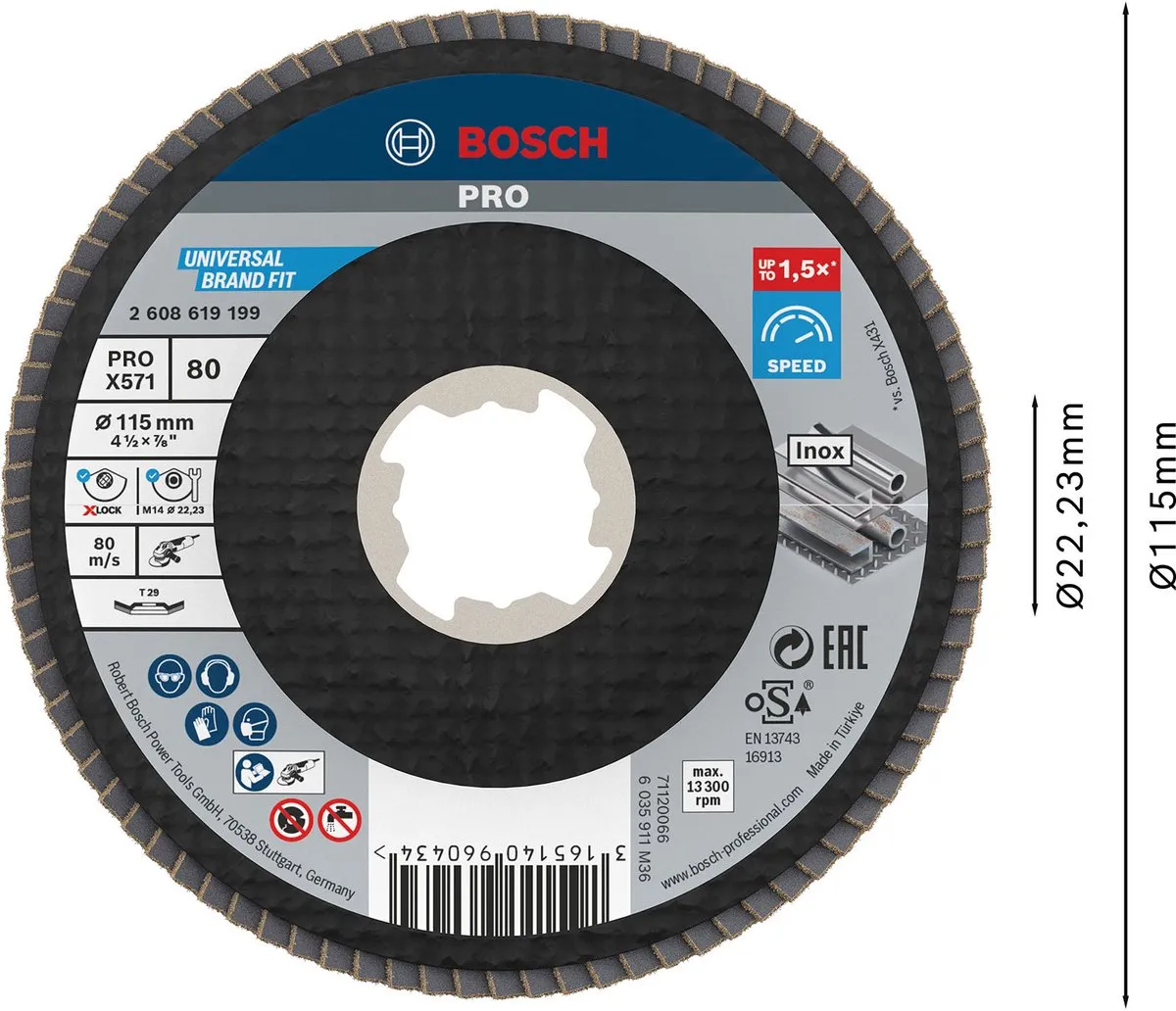 Bosch Professional PRO X571 X-Lock Lamellenschijf 115mm