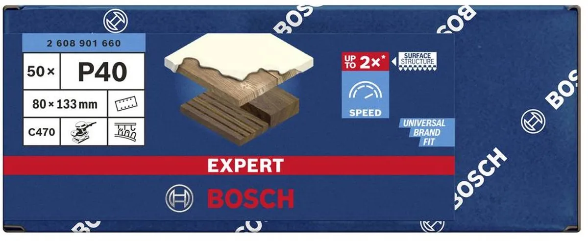 Bosch Professional Schuurpapier 40 Korrel 133x80mm - 50 Stuks