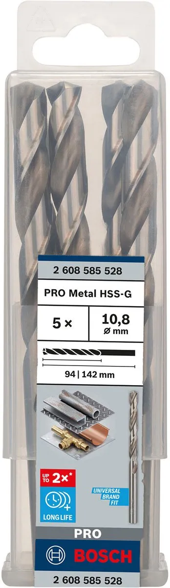 Bosch Professional ST. LINE 10.8mm HSS-G Metaalboor - 5 Stuks