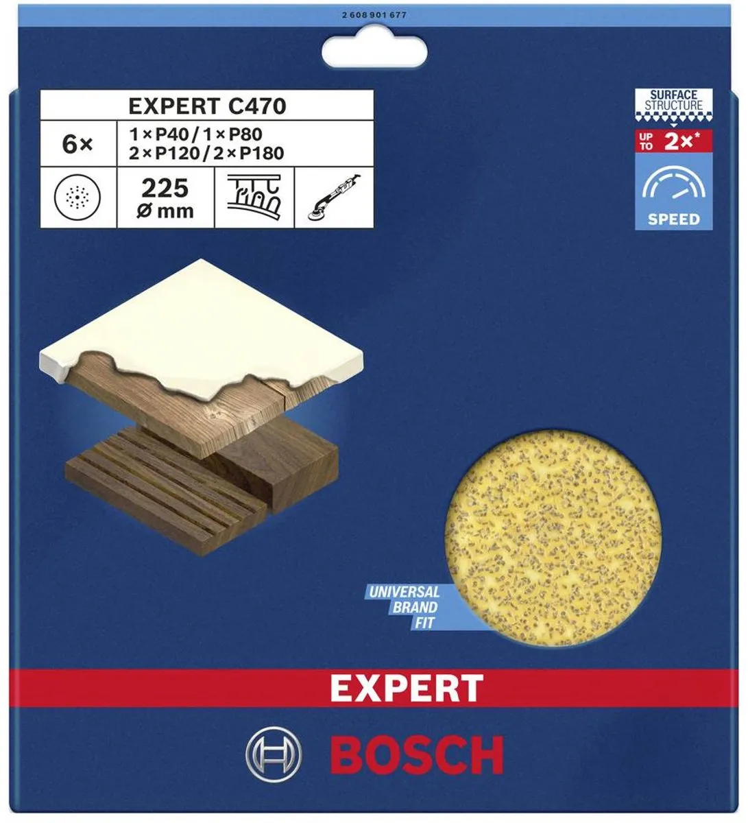 Bosch Professional Schuurpapier 2608901677 - 6 Stuks - Korrel 40/80/120/180