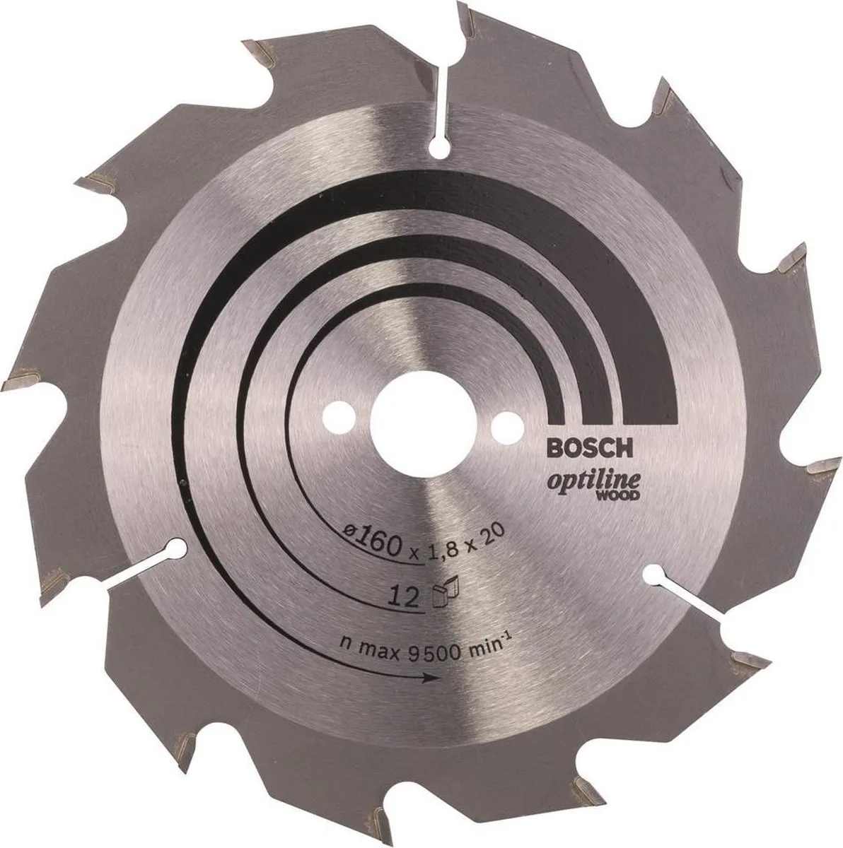 Bosch Professional Cirkelzaagblad Optiline 160x20/16x1,8 12T Hout