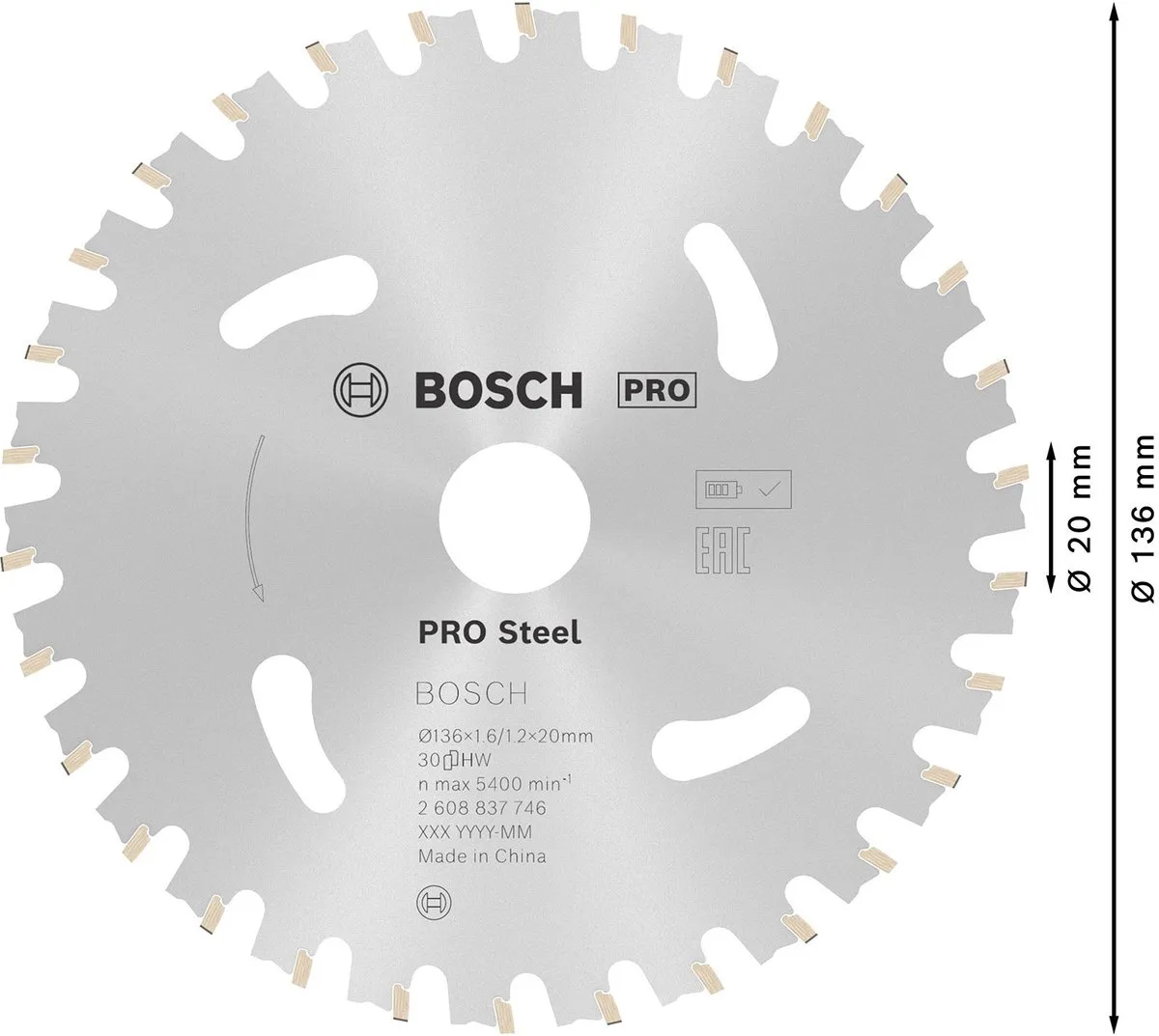 Bosch Professional Steel Accuzaagblad 136x1,6x20mm Metaal - 2608837746