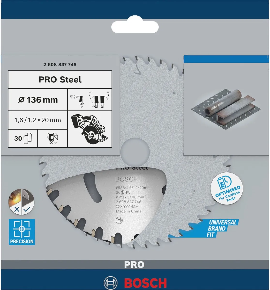 Bosch Professional Steel Accuzaagblad 136x1,6x20mm Metaal - 2608837746
