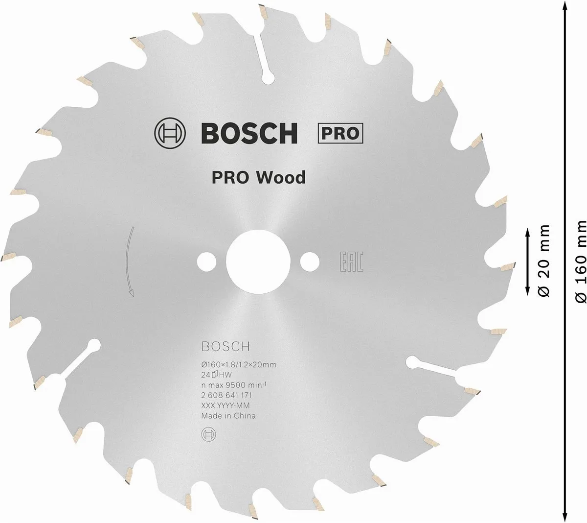Bosch Professional CIRKZB OPT 160X20/16X1,8 Zaagblad Metaal 160mm