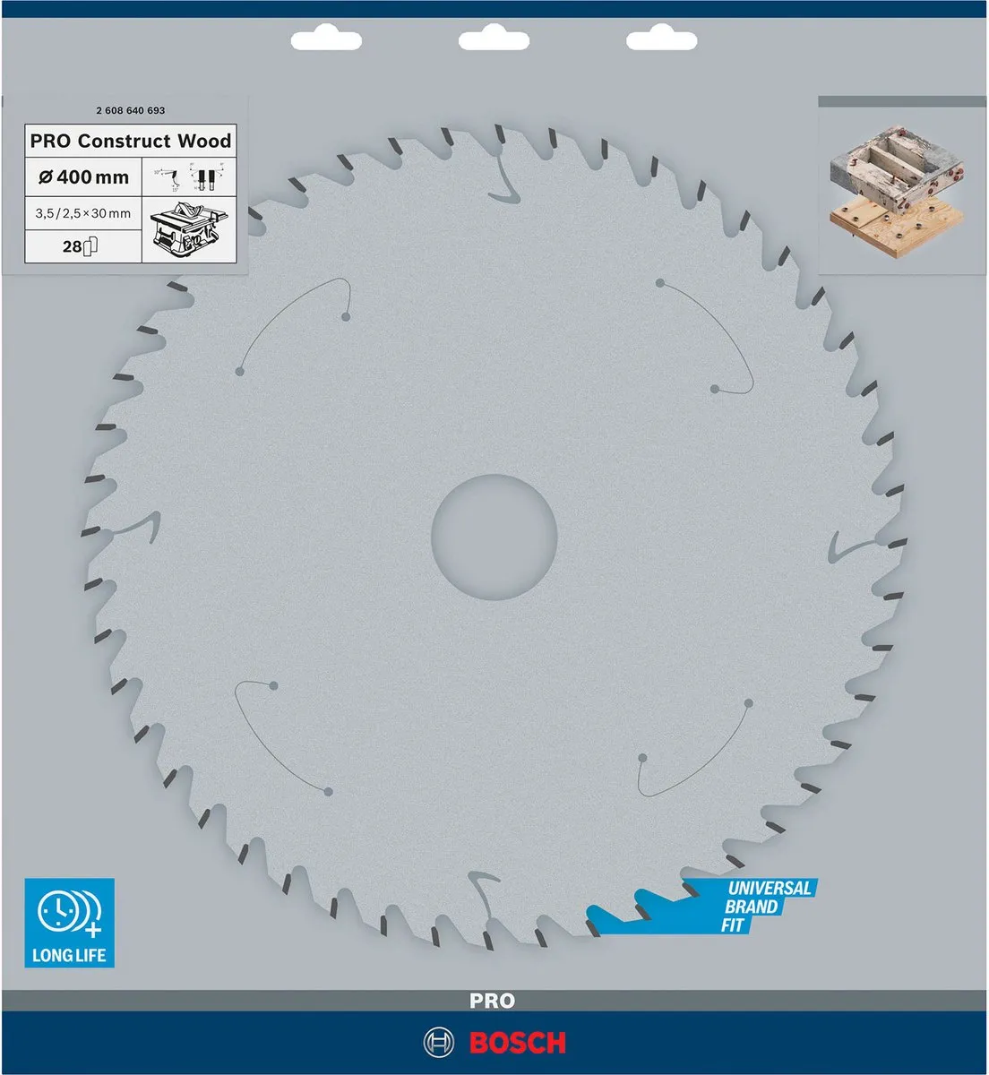 Bosch Professional CIRKZB CONSTR. WOOD T N 400X30X3,5 28T FWF Zaagblad - Metaal - afbeelding 6 van 6