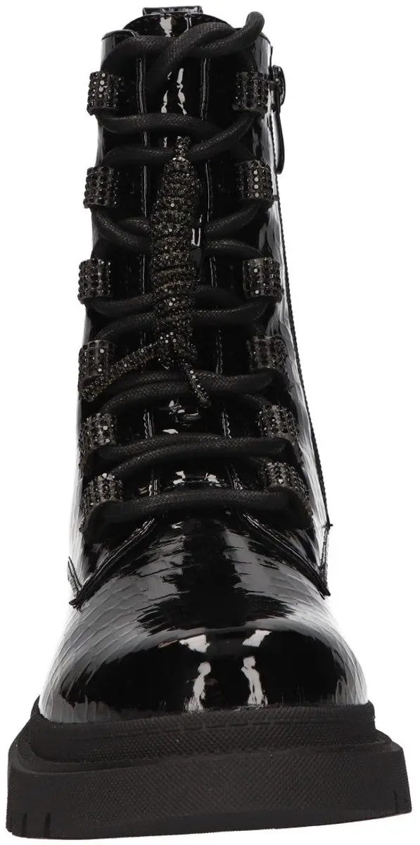 La Strada Zwarte Lak Veterboots Met Crocoprint