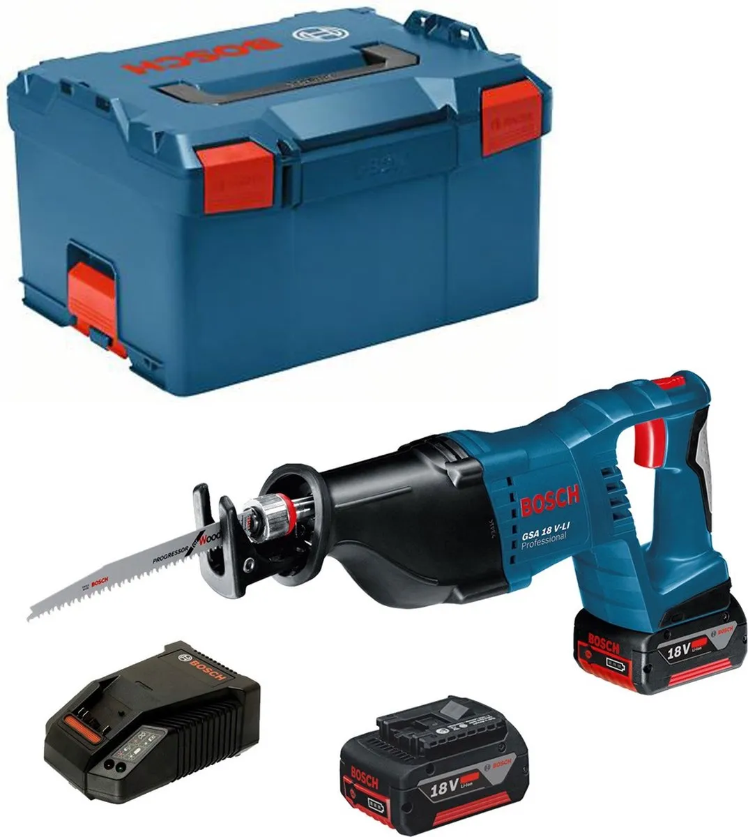 Bosch Professional GSA 18 V-LI Accu Reciprozaagmachine - 2x 5.0Ah + L-BOXX