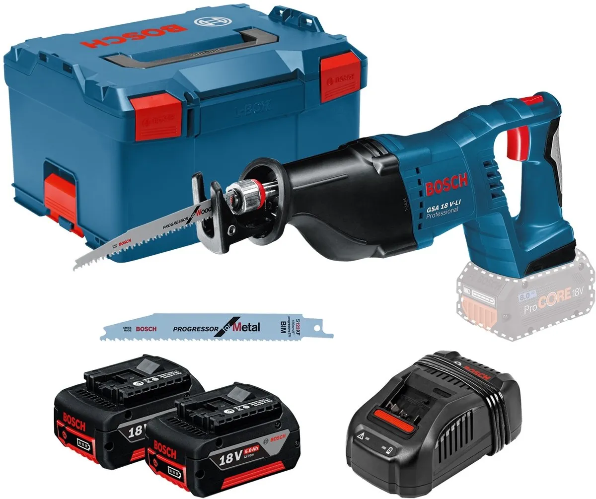 Bosch Professional GSA 18 V-LI Accu Reciprozaagmachine - 2x 5.0Ah + L-BOXX