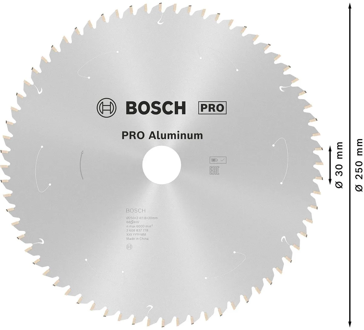 Bosch Professional Aluminium Accuzaagblad 250x2,4x30mm