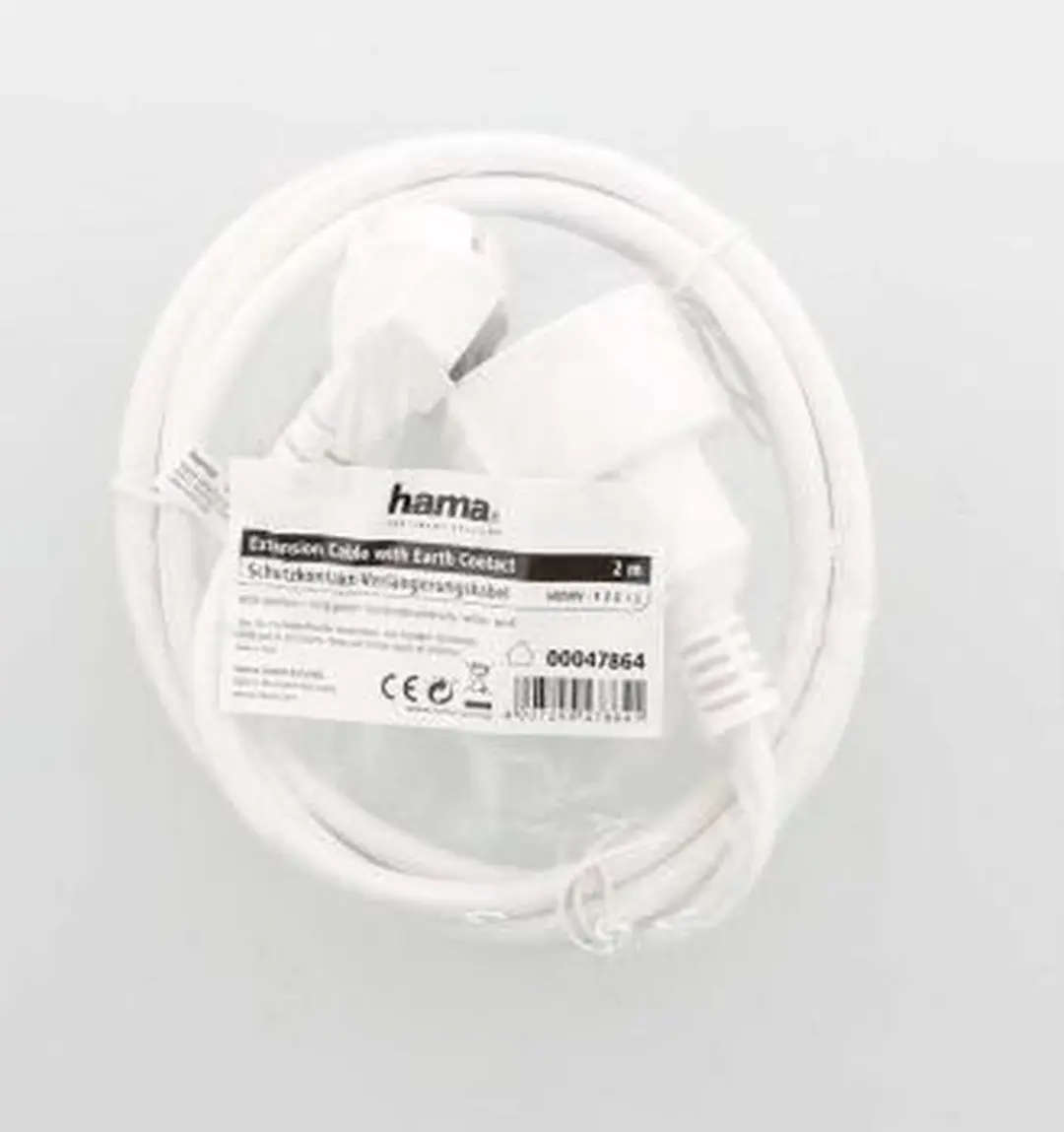 Hama Schuko Extensie Wit 2M - 6 Aders