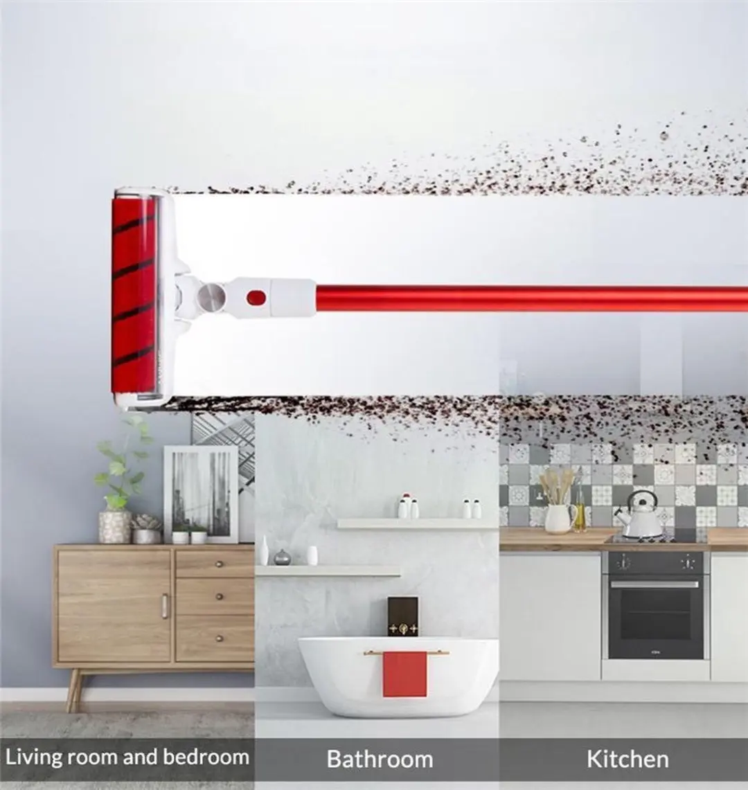 Xiaomi Jimmy JV51 Steelstofzuiger 400 Airwatts - Rood/Wit - afbeelding 5 van 6