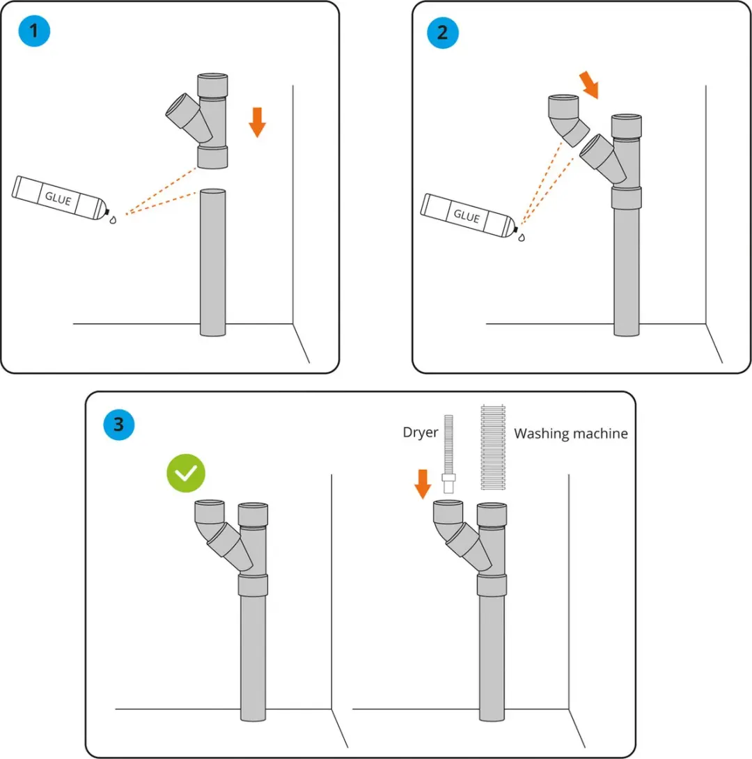 Scanpart Y-stuk 40mm Afvoer - Grijs - Incl. bocht & lijm