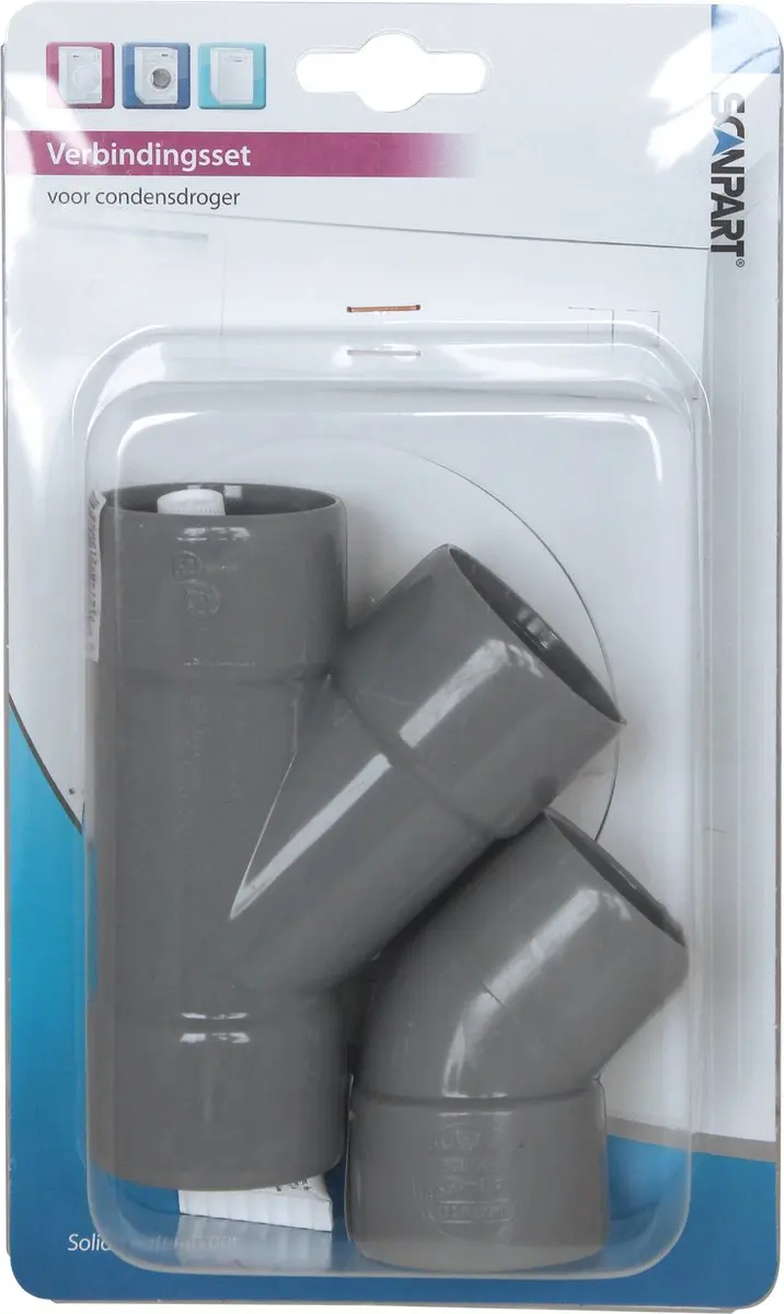 Scanpart Y-stuk 40mm Afvoer - Grijs - Incl. bocht & lijm