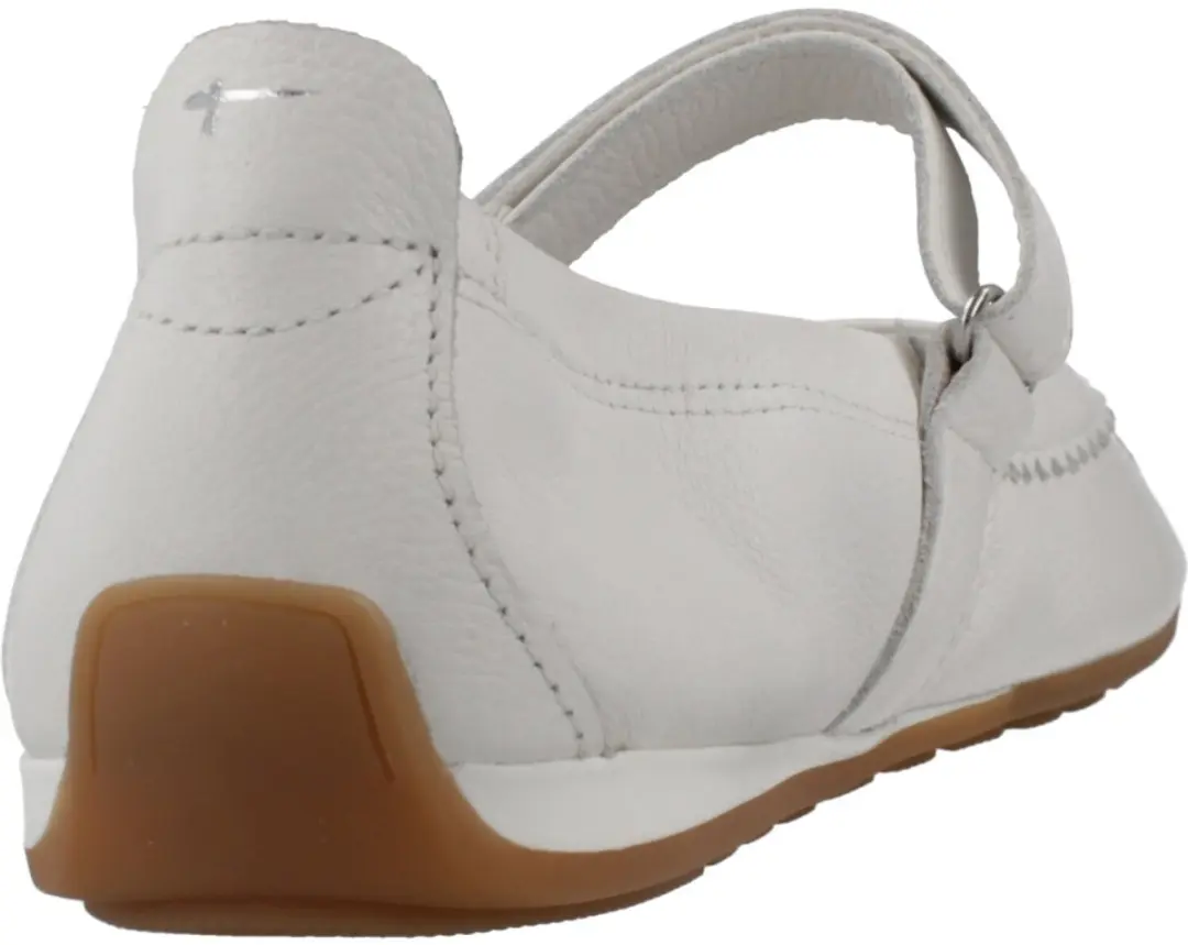 Tamaris dames leren ballerina 1-22145-46-100 damesschoenen met riempje wit