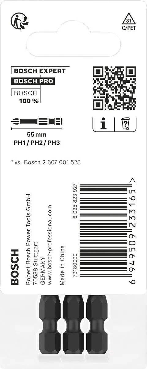 Bosch Professional Impact Control PH1/2/3 Schroefbit 50mm - 3 Stuks