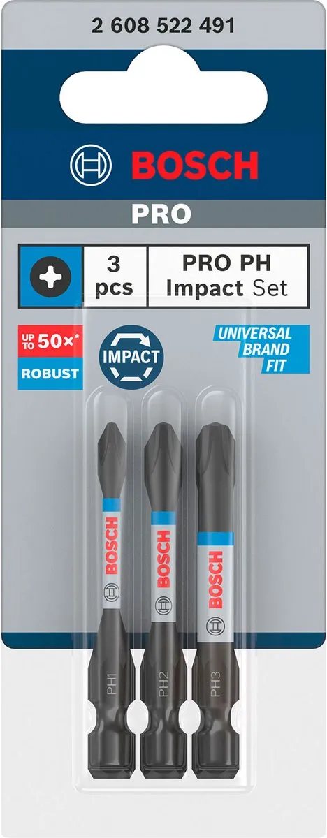 Bosch Professional Impact Control PH1/2/3 Schroefbit 50mm - 3 Stuks