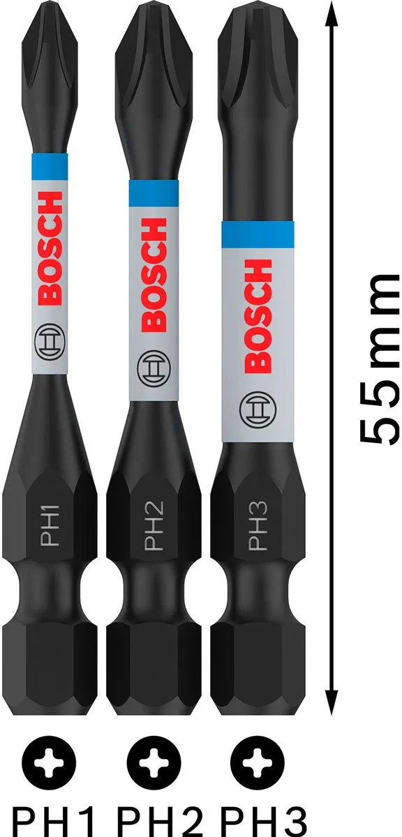 Bosch Professional Impact Control PH1/2/3 Schroefbit 50mm - 3 Stuks