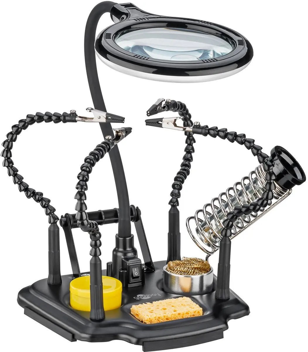 Goobay Soldeerhulp met LED-vergrootglas en flexibele zwanenhalsarmen