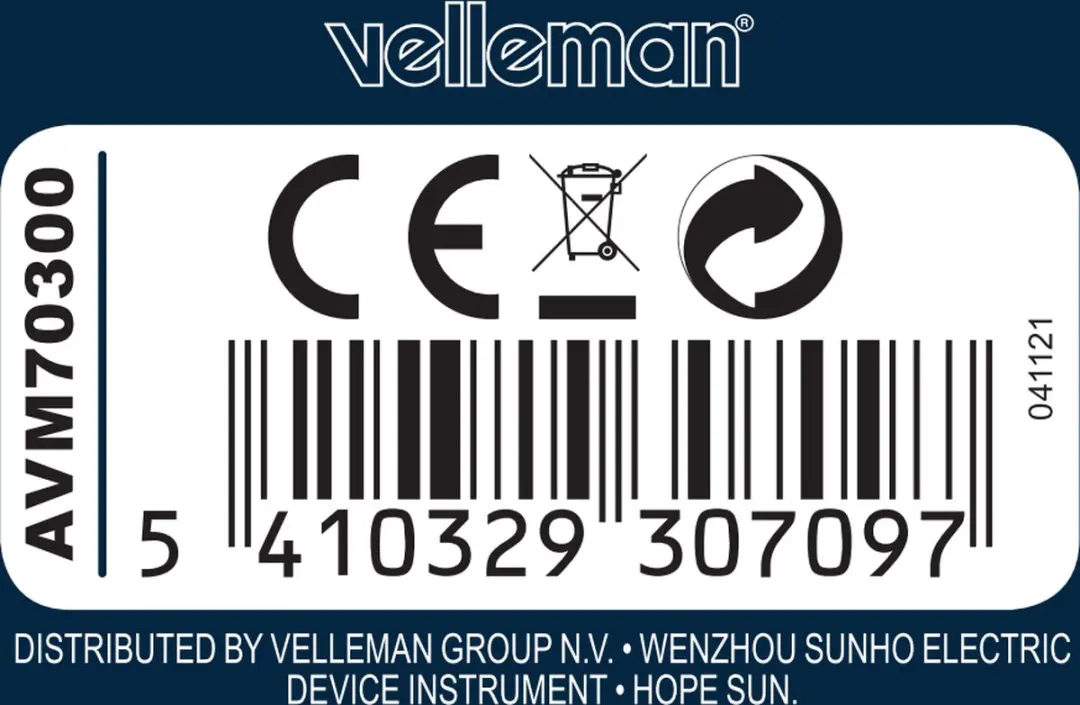 Velleman Analoge Voltmeter 300V - 60x47mm - Zwart/Wit