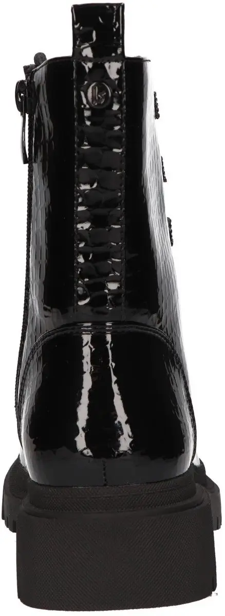 La Strada Zwarte Lak Veterboots Met Crocoprint