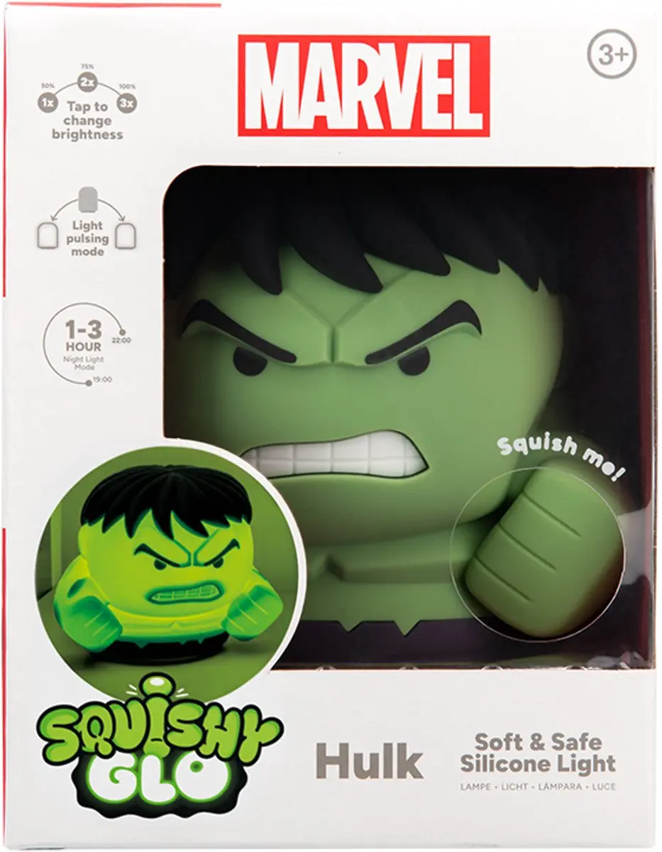 Paladone Marvel Hulk SquishyGlo Nachtlampje - Siliconen 14.5cm - 3 Helderheidsniveaus