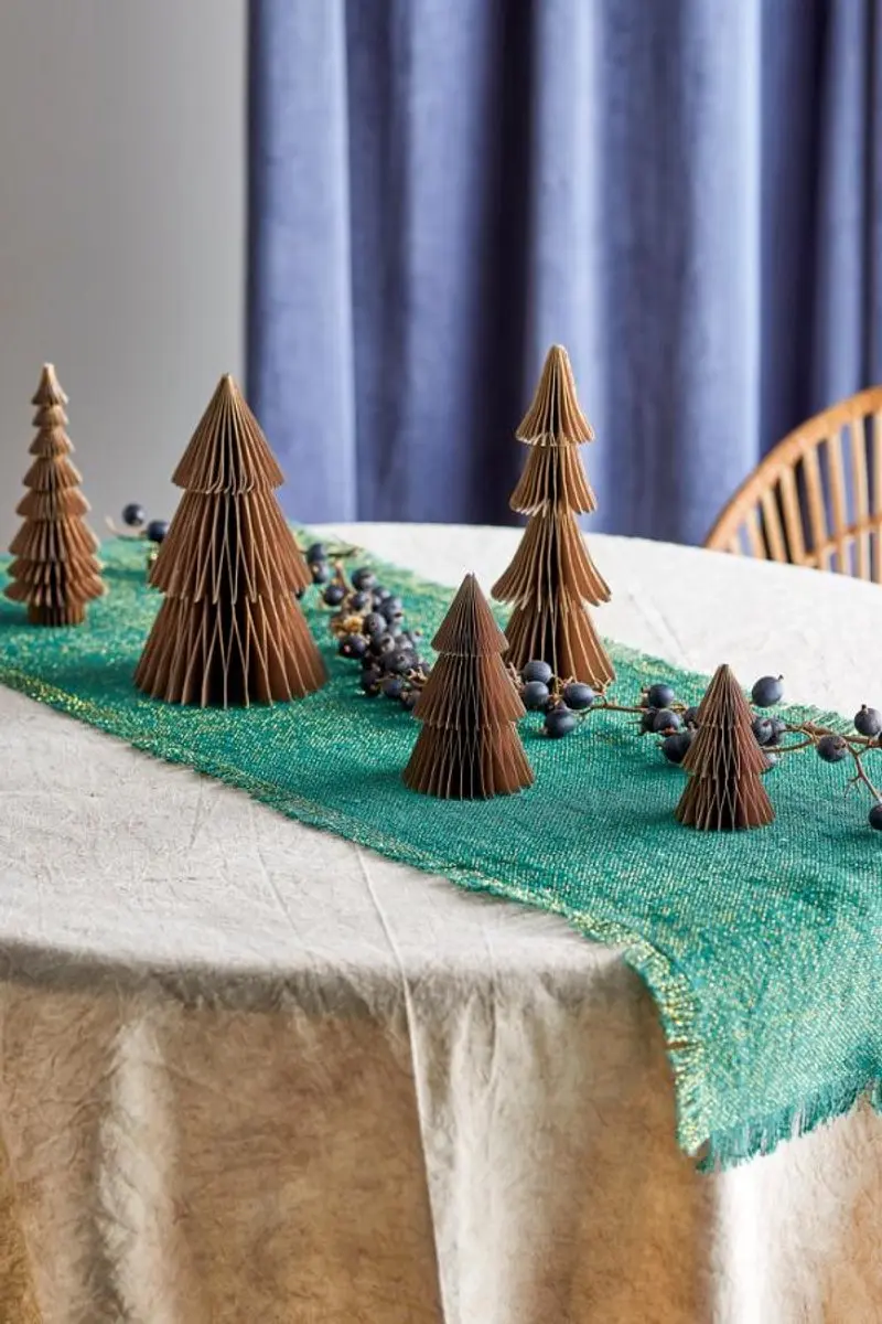 Bloomingville Papieren Kerstboompjes Bruin/Goud - 5 Stuks - afbeelding 2 van 4