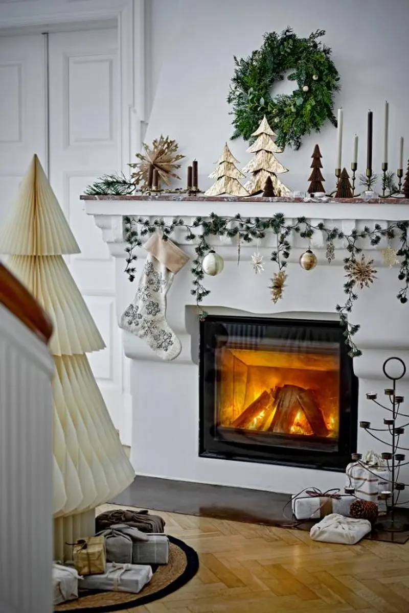 Bloomingville Papieren Kerstboompjes Bruin/Goud - 5 Stuks - afbeelding 3 van 4