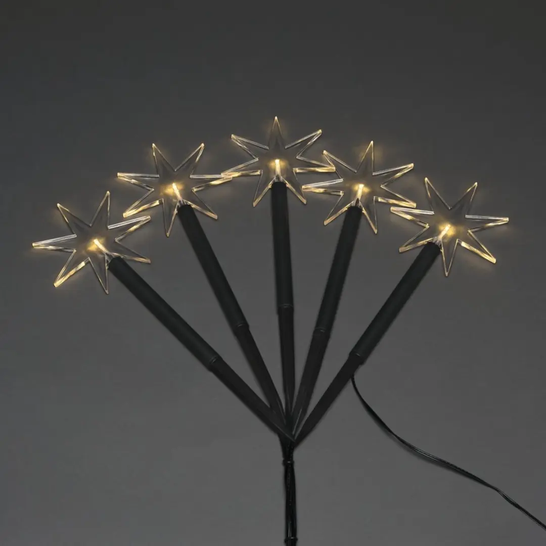 Konstsmide Kerstster Tuinprikkers 5 LED IP44 - Warm Wit/Zwart