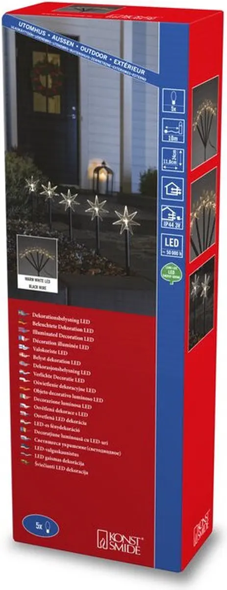 Konstsmide Kerstster Tuinprikkers 5 LED IP44 - Warm Wit/Zwart