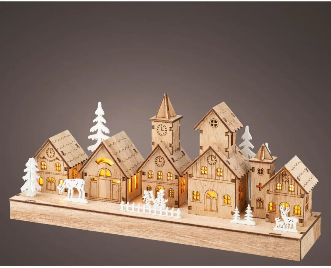 Lumineo Kerst Dorpsgezicht met Hertjes