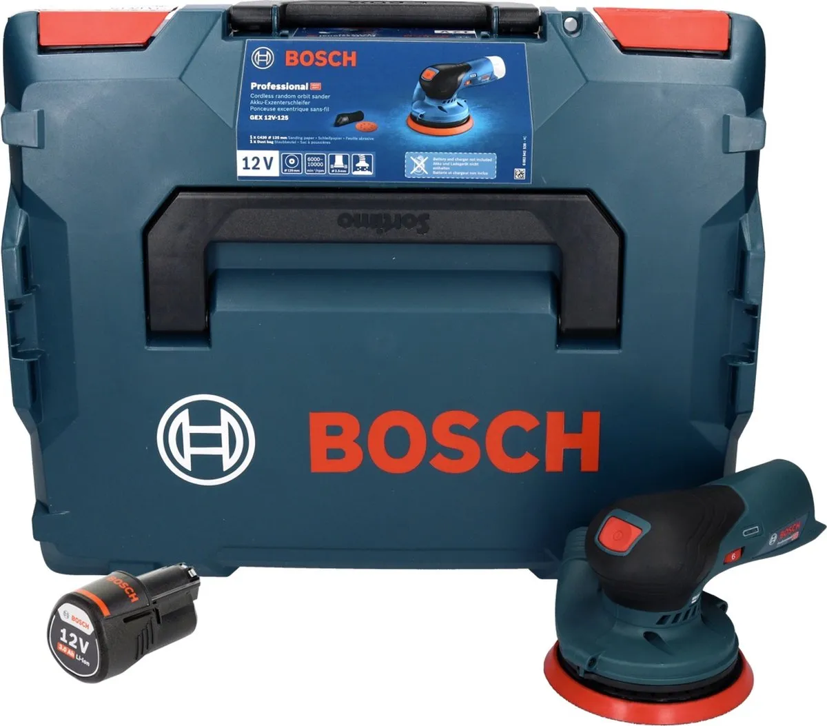 Bosch Professional GEX 12V-125 Excenterschuurmachine 125mm - 1x Accu 3.0Ah