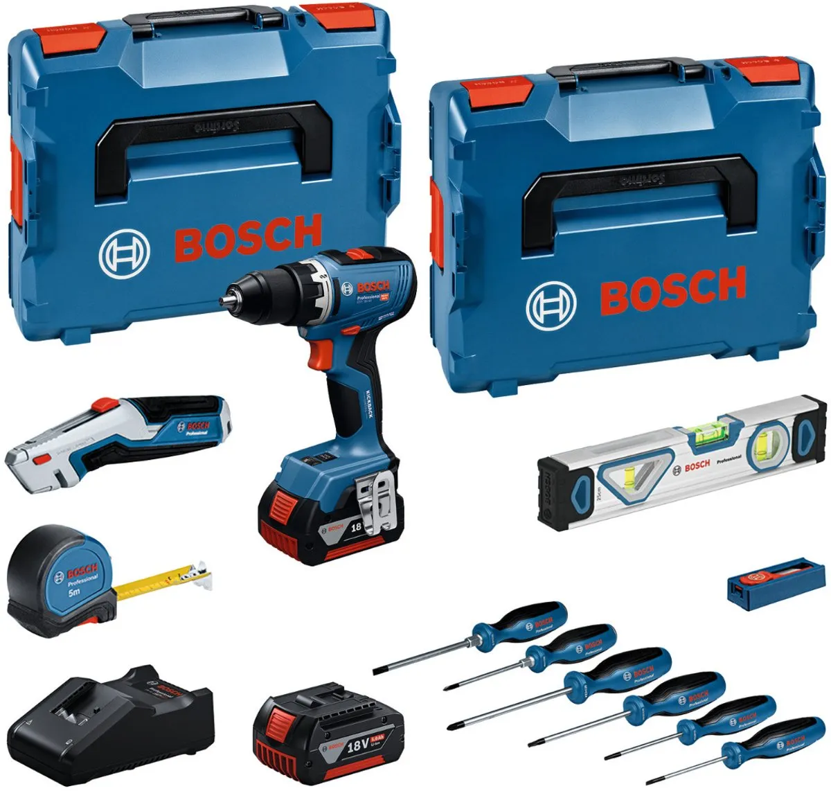 Bosch Professional GSR 18V-65 Accu Schroefboormachine - 2x 5.0Ah - 19-delig Set