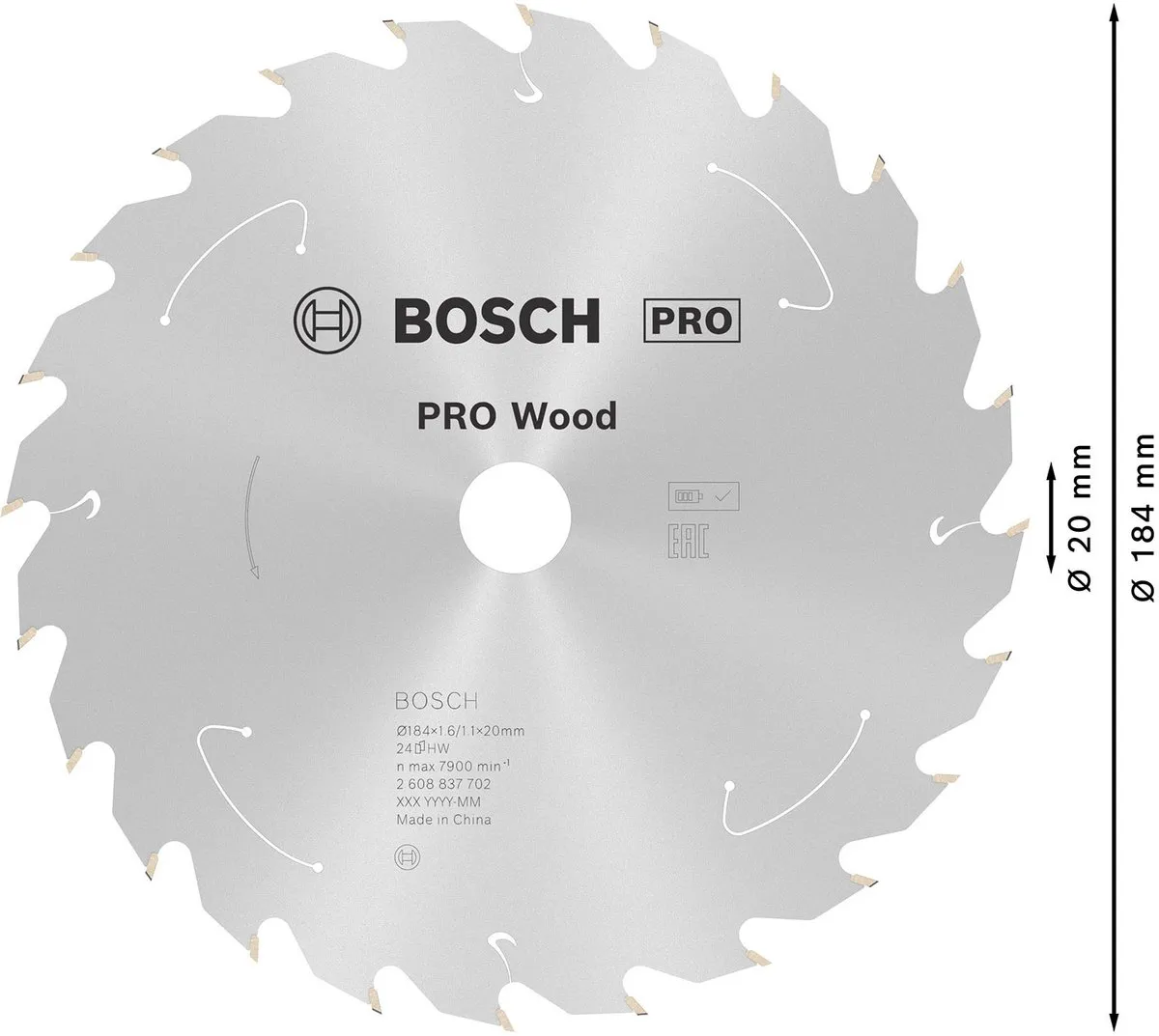 Bosch Professional PRO Wood Zaagblad 184mm - 48 Tanden